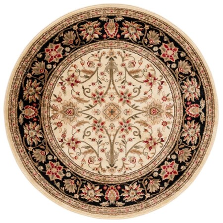 Safavieh 10 x 10 ft. Lyndhurst 212B Power Loomed Round Area Rug; Ivory & Black LNH212B-10R